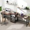 2-Person Office Desk with Built-In Power Outlet and Printer Stand